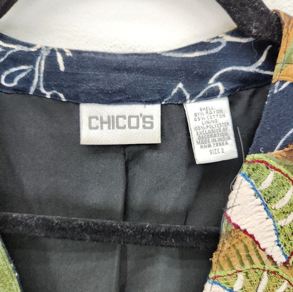 Chico's Vintage Embroidered Floral Vest Womens Large Black 90s Boho - Picture 4 of 7